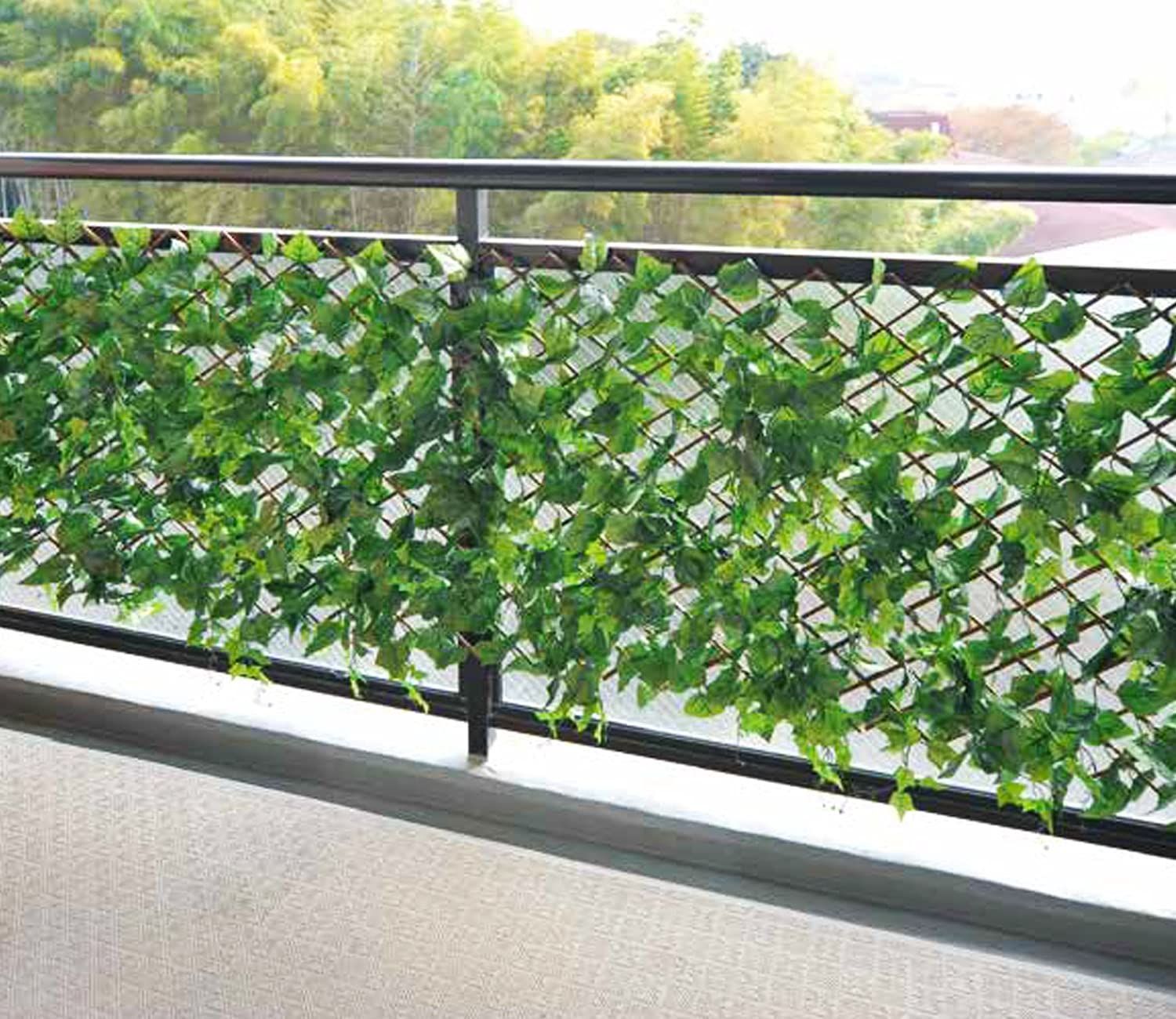 ウッドフェンスタイプ 100×200cm フォレストグリーン リーフラティス LLE-12H FG 山善 YAMAZEN