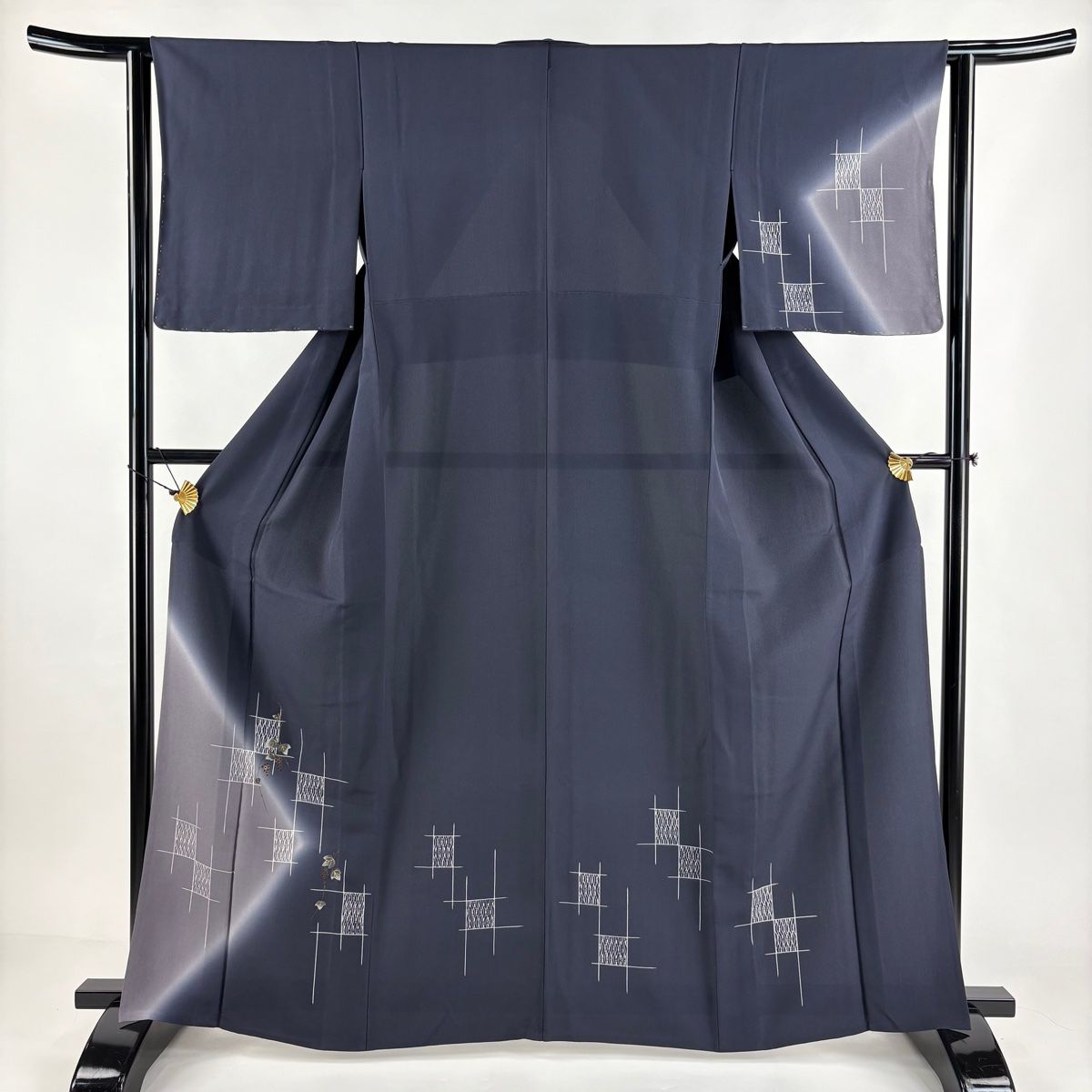 付下げ 身丈161.5cm 裄丈66cm M 袷 葡萄 金銀彩 ぼかし 薄茶色