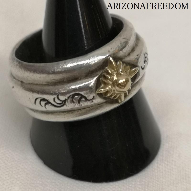 ARIZONAFREEDOM アリゾナフリーダム アクセサリー 指輪 K18 SV925 太陽神 シルバー リング 唐草 21号
