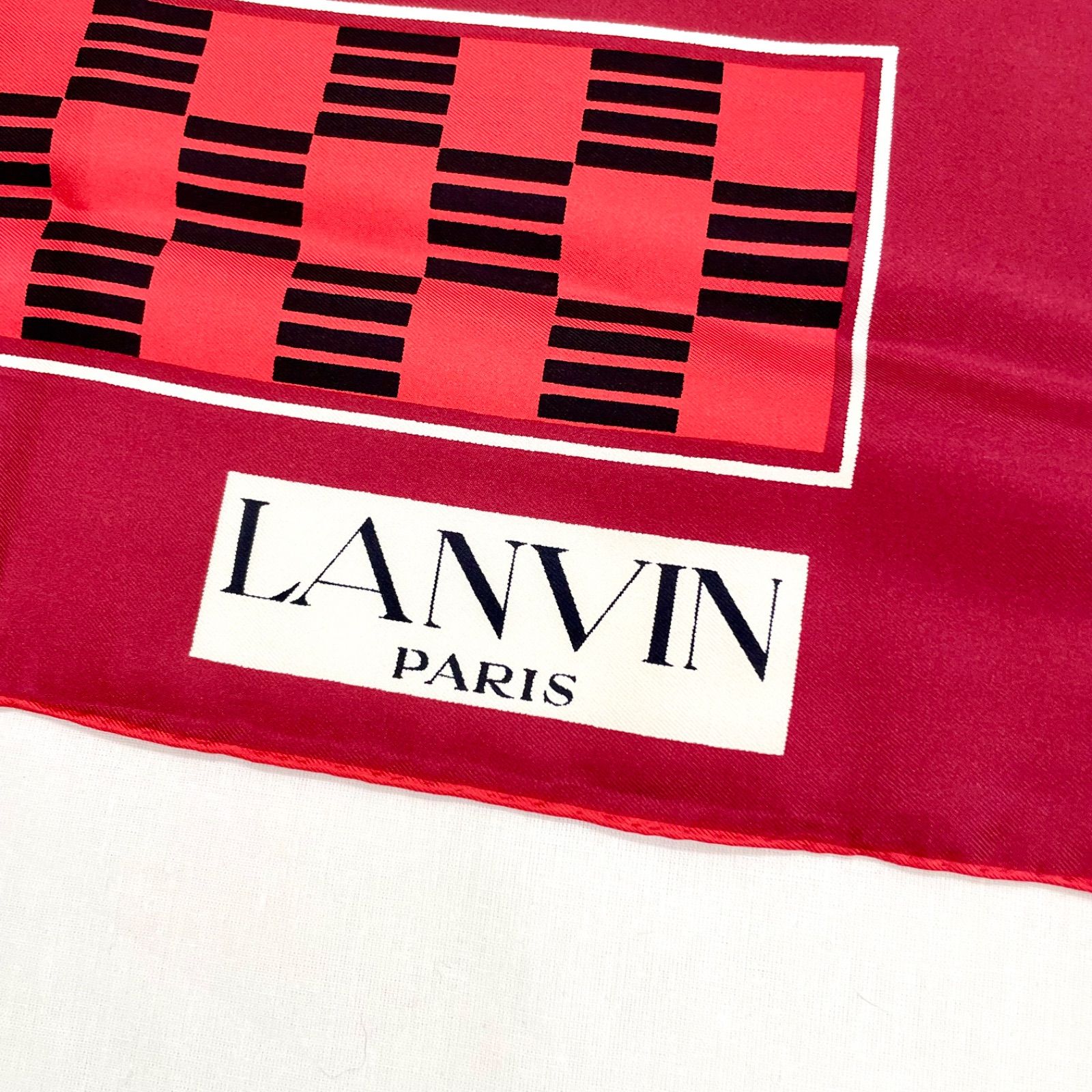 フランス製 LANVIN スカーフ 大判 シルク ランバン バーガンディ