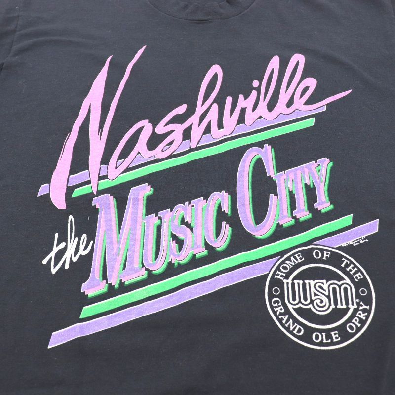 90s USA製 vintage SCREEN STARS Nashville プリント 半袖Ｔシャツ メンズ 表記XLサイズ