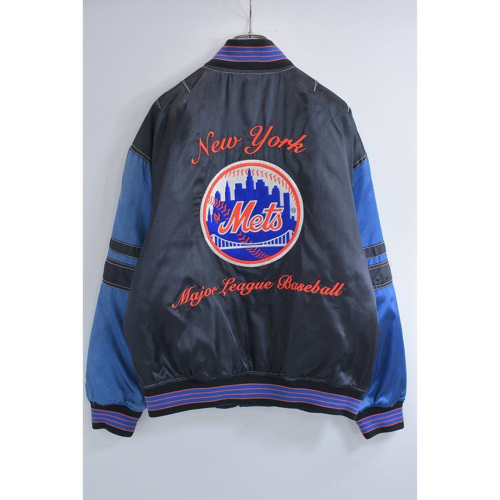 【完売品】ニューヨーク・メッツ ボンバージャケット 古着 90年代 MAJESTIC MLB NEWYORK METS ニューヨークメッツ ハーフ