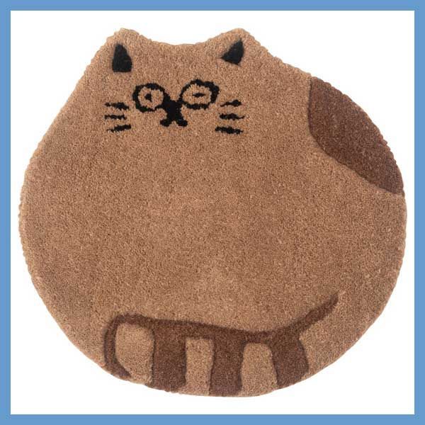 ウールのアニマルシートクッション「約W35×D35×H1.8cm」No.012／Ａ（ねこ）