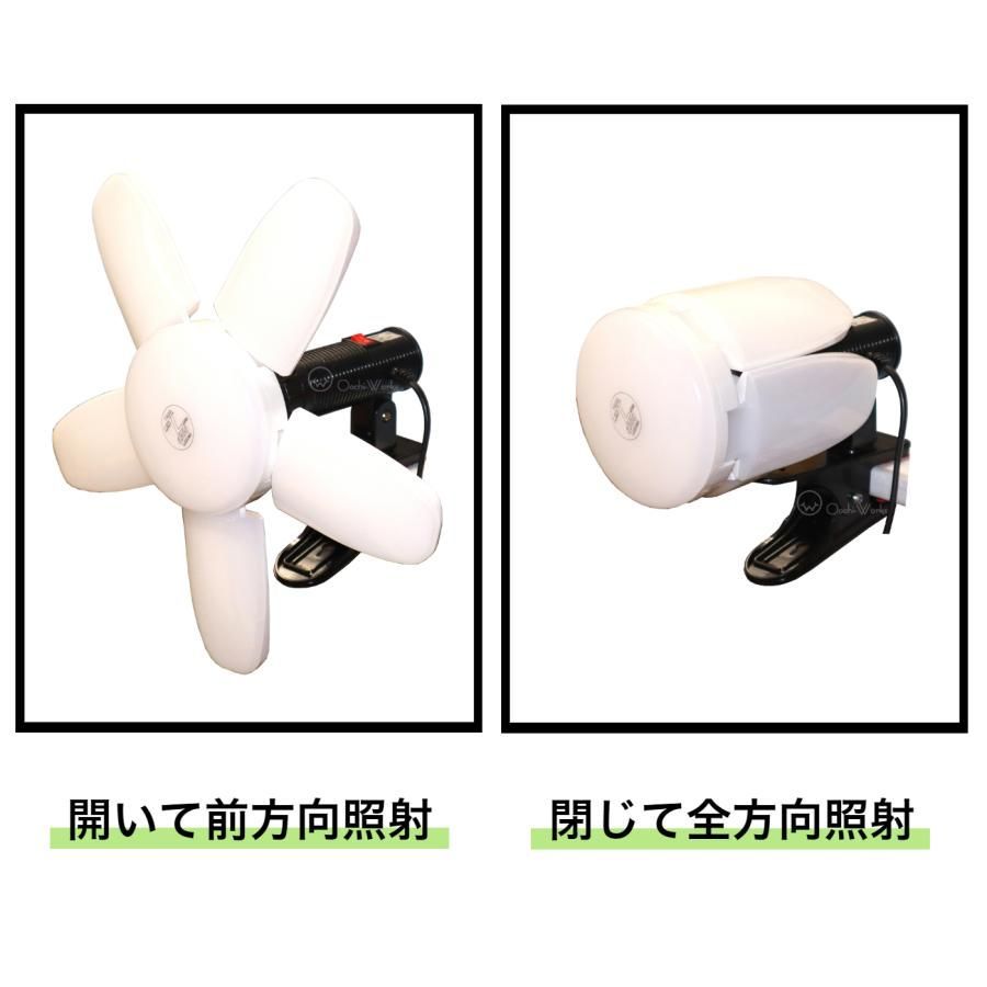 2個セット ルナ 6300 LED作業灯 60W LED-L60W-ST LUNA6300 矢田電気 LED電球付クリップランプ 展開式5枚羽根 屋内用 セット品価格 北海道 沖縄県への配送不可