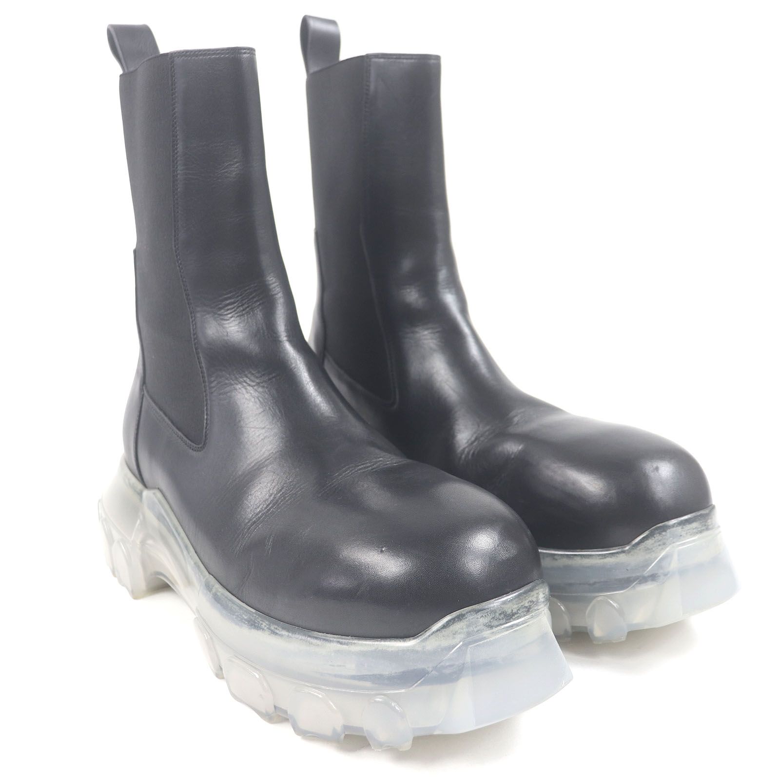 □Rick Owens リックオウエンス BEATLE BOZO TRACTOR ビートル ボゾ トラクター 厚底 レザー サイドゴアブーツ ブラック 41 メンズ