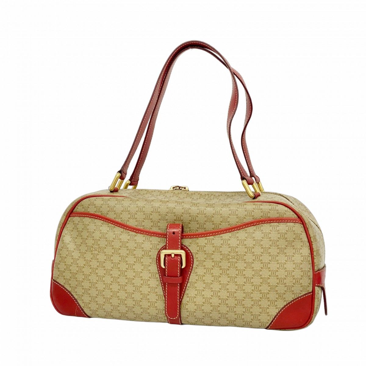 【美品】CELINE セリーヌ マカダム ベルト ゴールド レッド ベージュ セリーヌ(CELINE)セリーヌ マカダム ヴィンテージ チェーン