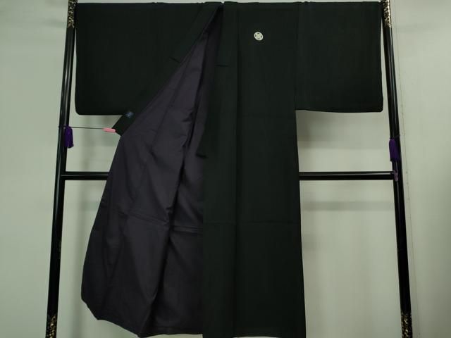 上 男性 黒紋付 長羽織 長襦袢 無双仕立て セット 作家物 kh 5