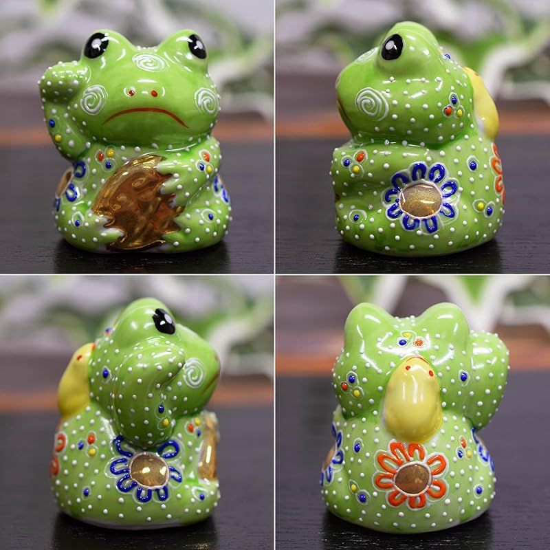 カエル 置物 九谷焼 小判かえる 盛 陶器 縁起物 風水 アイテム - メルカリ