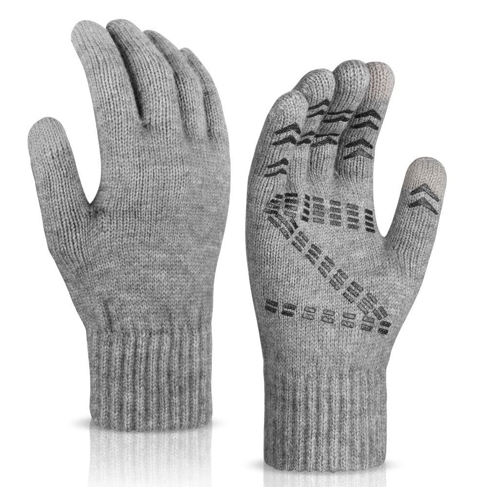 まもなく終了 スマホ対応 防寒 冬 グローブ ランニング 毛糸 暖かい おしゃれ 裏起毛 滑り止め 弾性手首 快適フィット 保温 メンズ 伸縮性 ニット手袋 軽量 OZERO