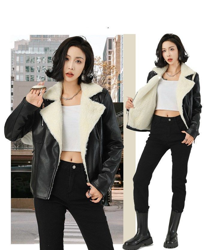 レザージャケット レディース 裏起毛 ジャケット 長袖 PUコート ライダースジャケット 裏ボア アウター コート 厚手 女性 フェイクレザー ショート丈 シンプル 合皮 着痩せ 秋冬 韓国風 huabo08 DZ30 SIROKUMA-CORPORATION_COM