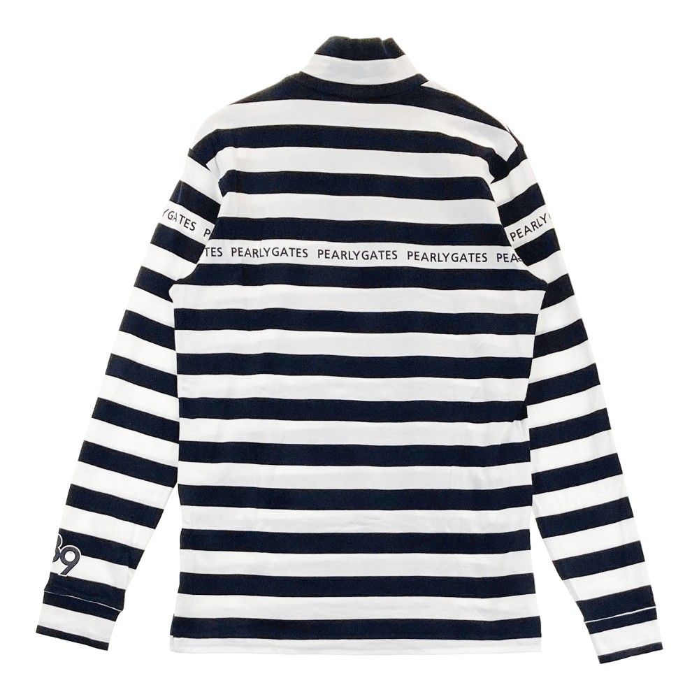 サイズ：4 PEARLY GATES パーリーゲイツ  ハイネック 長袖Tシャツ ボーダー柄 ホワイト系 [240101468409] ゴルフウェア メンズ ストスト サイズ：4 PEARLY GATES パーリーゲイツ ハイネック 長袖Tシャツ