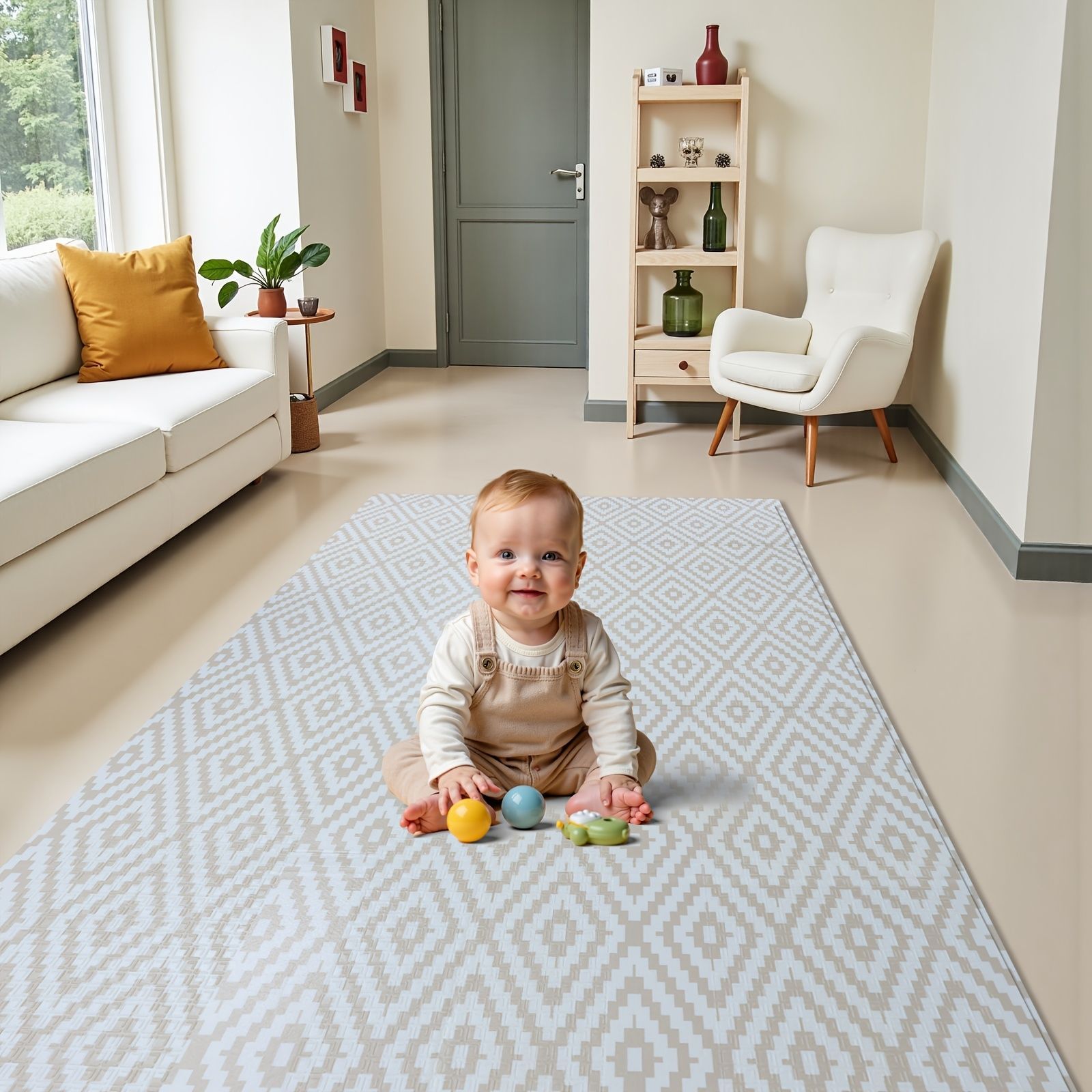 プレイマット リバーシブル 折りたたみ式 子供用プレイマット 安全 防水 お手入れ簡単 PE表面 ミニマリストパターン デザイン 保育園 ギフト 出産祝い 両面 収納 ハート 柄 おしゃれ シンプル ジョイントマット ホワイト レッド オレンジ MARWIL-DEMENAGEMENTS_CH