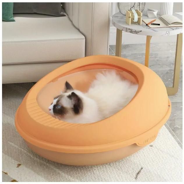 大型厚手セミクローズド猫用トイレボックス 飛沫防止ガード付き