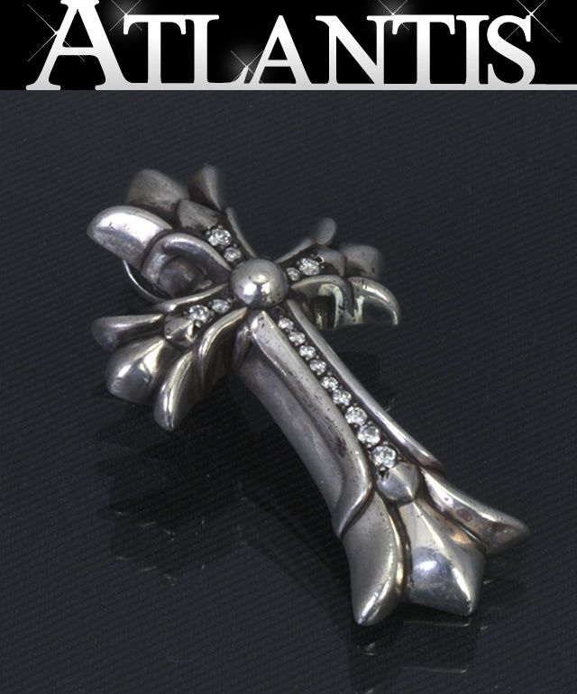 CHROME HEARTS 銀座店 クロムハーツ ダブルCHクロス スモール パヴェダイヤ ペンダント トップ シルバー SV925 98727