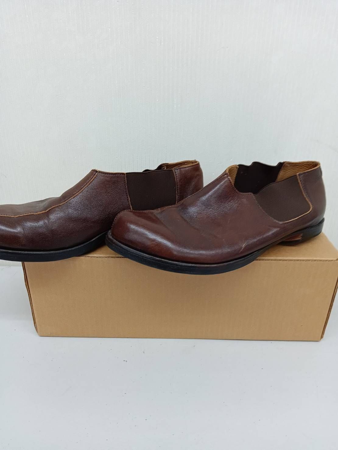 CYDWOQ handmade in USA 42ブーツ CYDWOQ Mens Hand-crafted Brown Leather Bicycle Toe Shoes 42