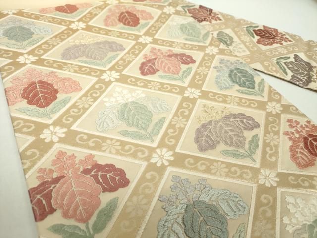 平和屋着物 九寸名古屋帯 唐織 桐菱文 金糸 正絹 DAAY1645ps