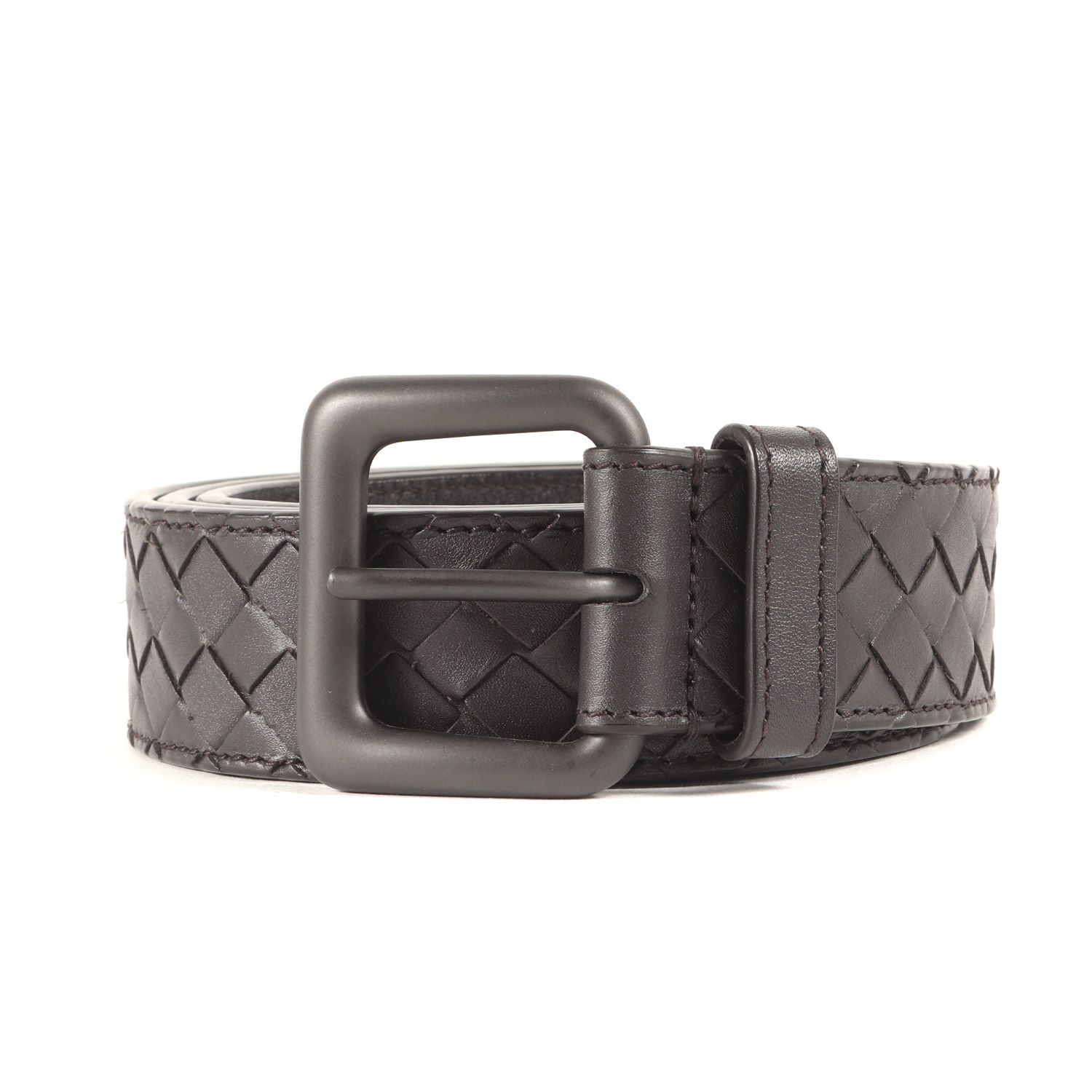 美品】ボッテガヴェネタ 2つ折財布 イントレチャート 革 黒 青 バイ