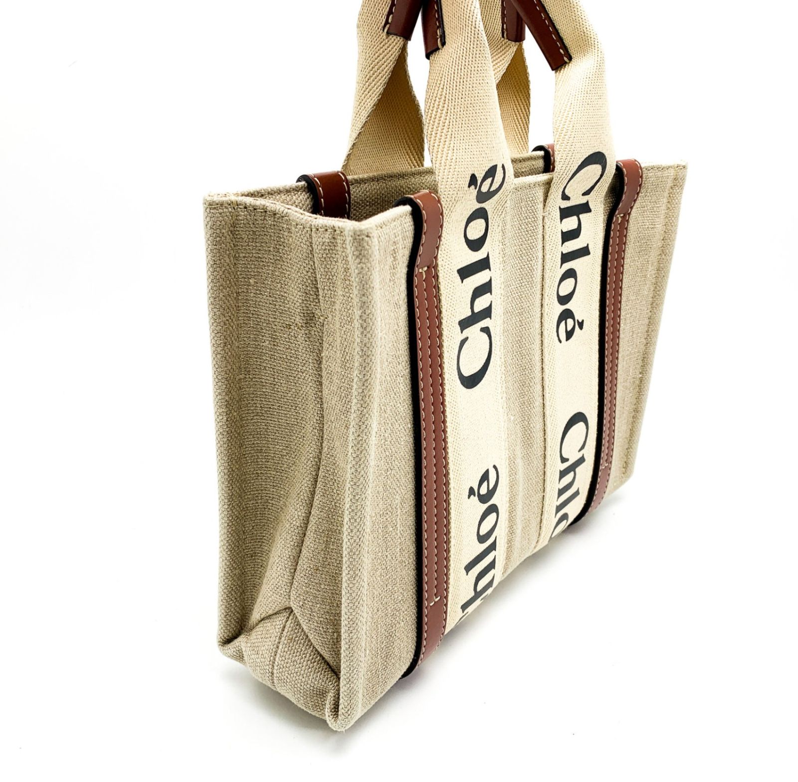 Chloe クロエ WOODYスモールトートバッグ White&Brown ホワイト 