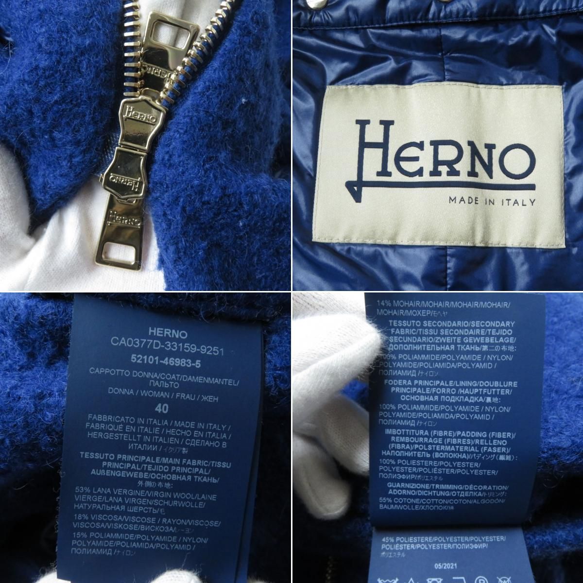 極美品☆定価207900円 正規品 HERNO ヘルノ CA03770 ロゴプレート付き 