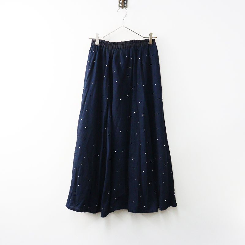 2025年 パラスパレス pal las palace ラメドットプリント コットンインディゴイージーロングスカート 0 ネイビー┃染色 2400014647228