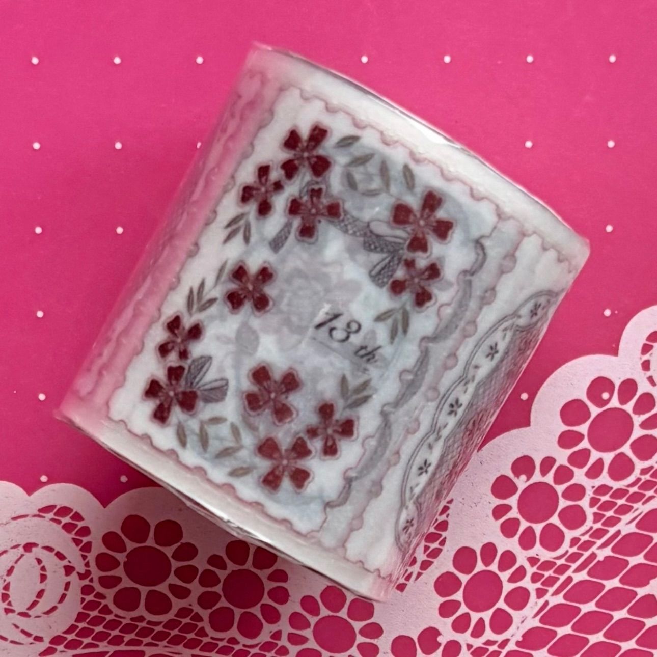 闪砂 蕾丝邮票-彩 ダイカット 4.5cm×5m 海外マスキングテープ