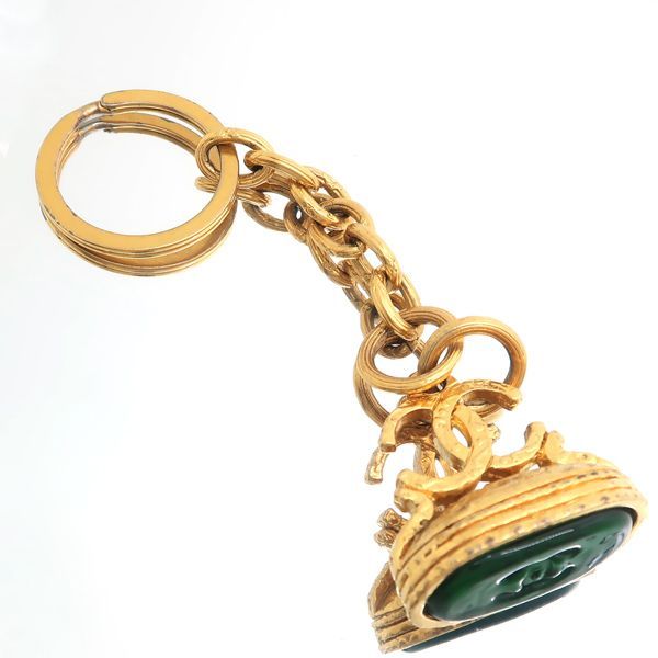 CHANEL グリポア キーリング 93A キーホルダー GP ココマーク グリーン