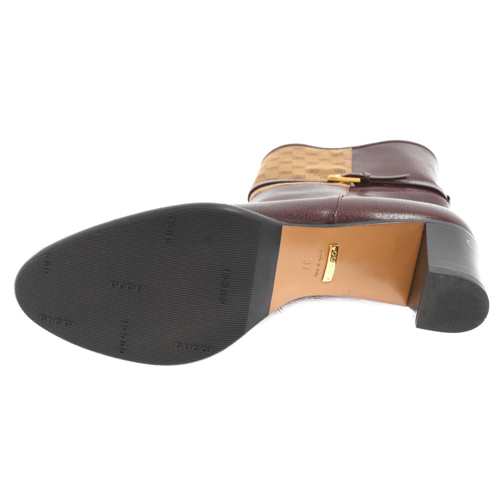 21AW GUCCIグッチ ミニGGキャンバス＆レザーバックル付きブーツ