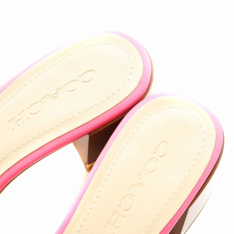 コーチ COACH マギーサンダル チャンキーヒール ロゴ レザー 7