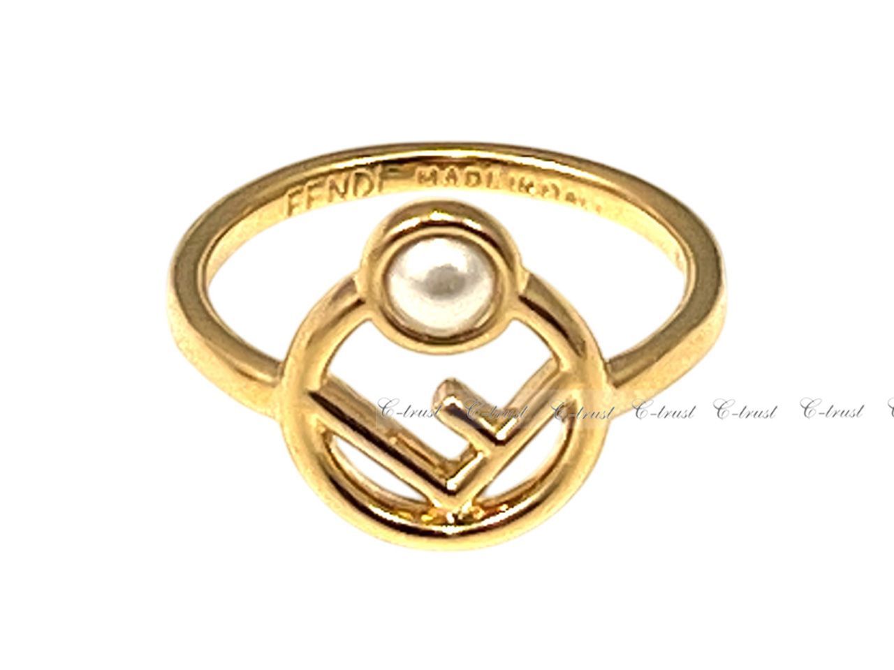 FENDI フェンディ RING リング 指輪 F is Fendi パール クリスタル