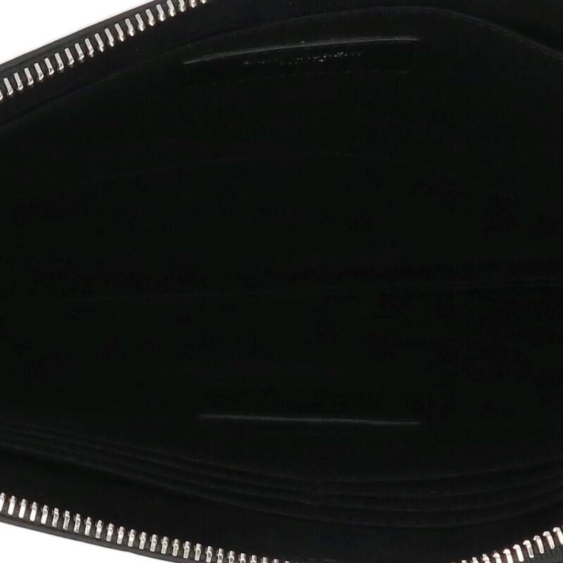 サンローランパリ  462361 レザーメタルロゴプレート付きクラッチバッグ メンズ