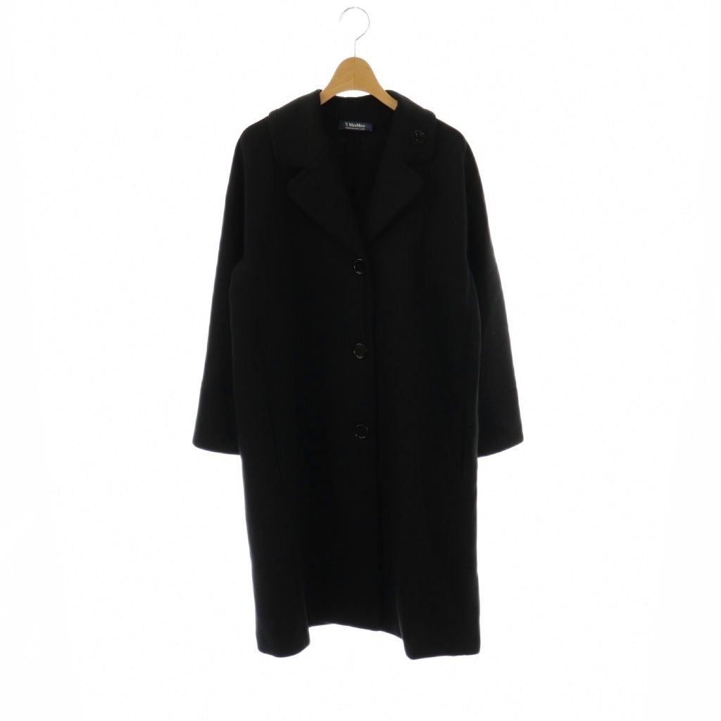 Sマックスマーラ ボンディング ロングコート 黒 ビジュー付き Sマックスマーラ 'S Max Mara ビジュー付きボンディング シングル