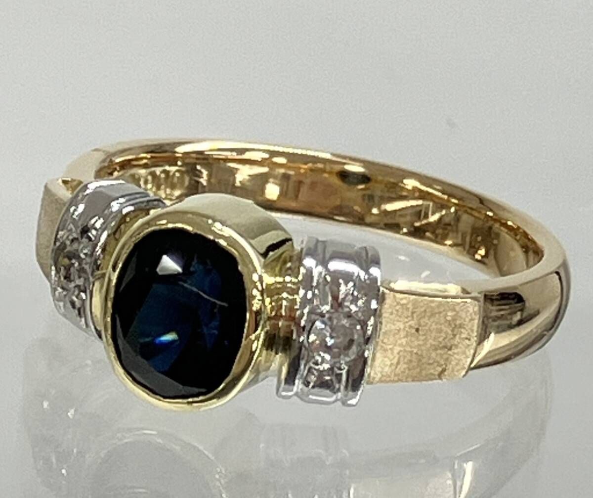 K18／Pt900 天然サファイア 天然ダイヤモンド 10号 リング - メルカリ