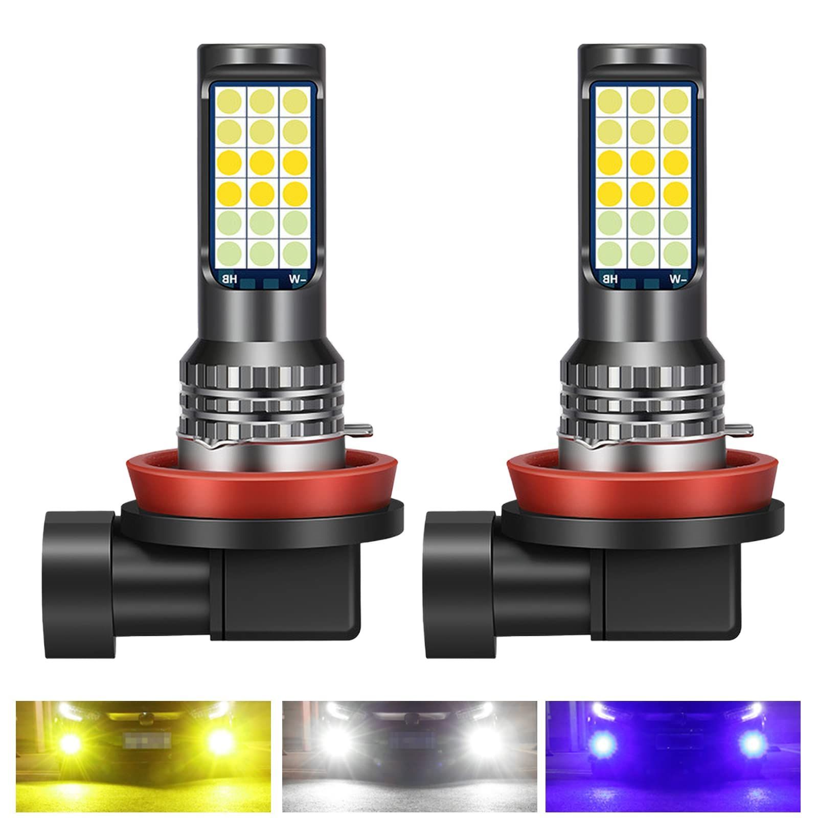 【在庫セール】IP65 24V 汎用 12V 4800Lm 2個セット 高輝度 一体型 コンパクト イエロー 切替 3色 ホワイト LED フォグランプ H11 ブルー H8 Yuumo+