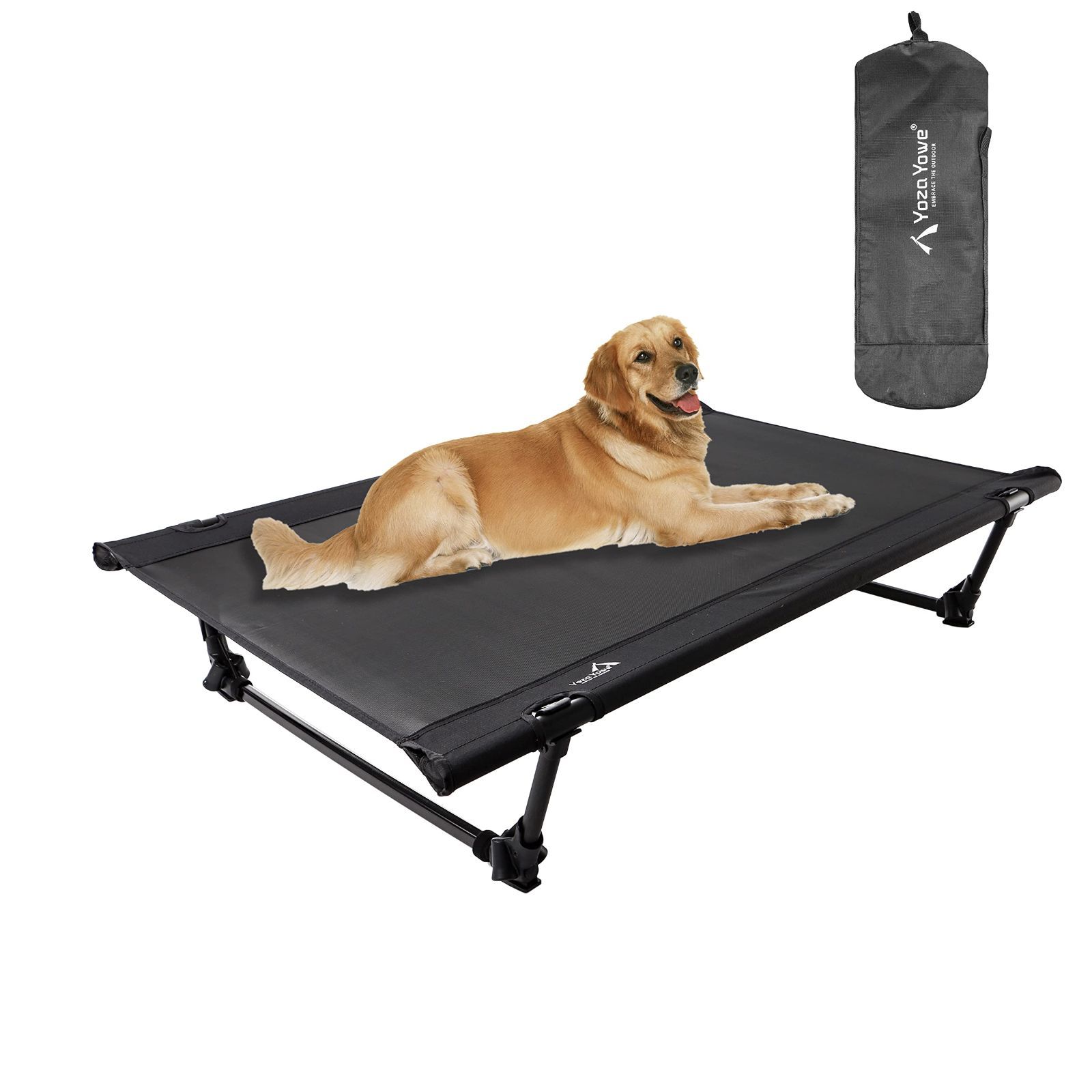 【新着商品】犬用折りたたみペットベッドアウトドアキャンプ汚れに強い脱着通気取り外しが容易地面から離れた耐噛小・中・大型犬四季通用組立簡単黒折りたたみベッド犬 コット YozaYowe