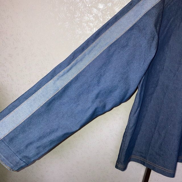 アディダス デニムジャケット Gジャン ブルー 3本ライン メンズ M