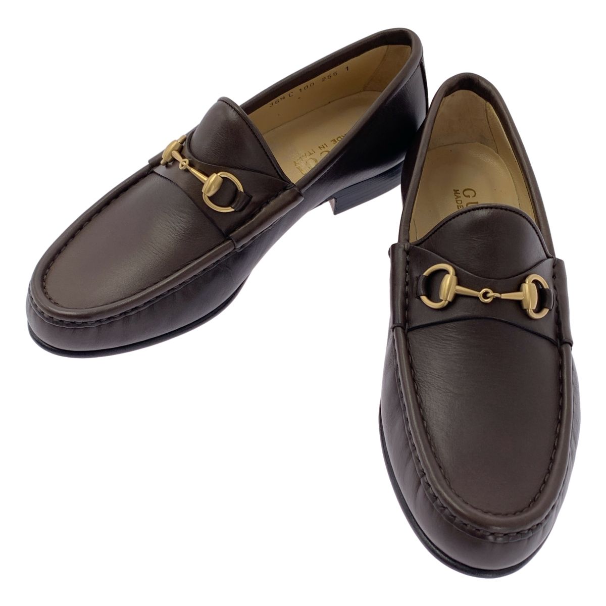 GUCCI | グッチ | レザー ホースビット ローファー 革靴 | 36 1|2 | ダークブラウン | レディース