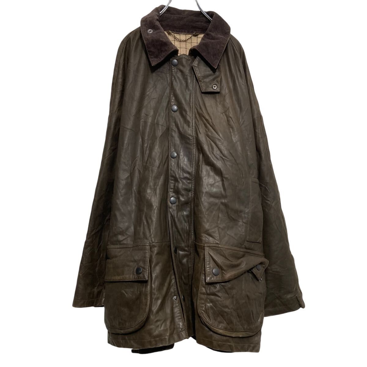 Barbour レザー ジャケット バブアー ダークブラウン XL ビッグ