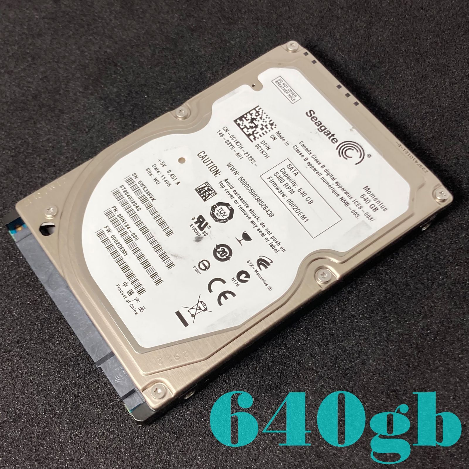 Seagate 640GB 2.5" 9.5mm SATA 3.0Gbps HDD 約 2900回／ 29k h | ST9640320AS | /seagate【541】