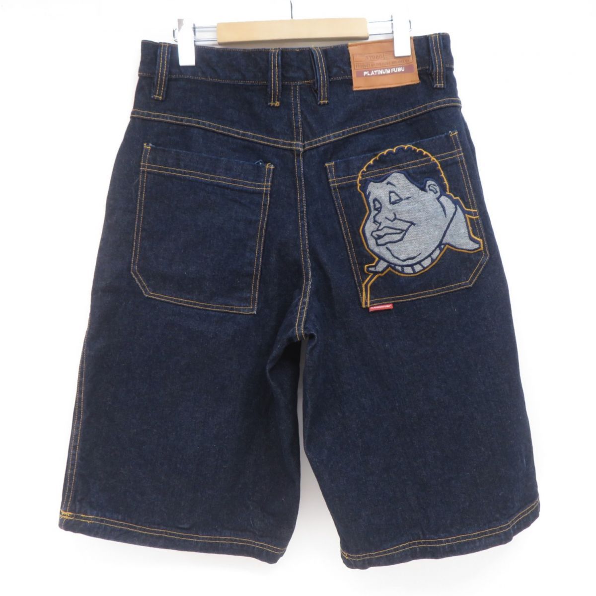 (古着) PLATINUM FUBU デニム ハーフパンツ W34 PLATINUM FUBU プラチナムフブ シャイニーデニムショーツ ハーフ