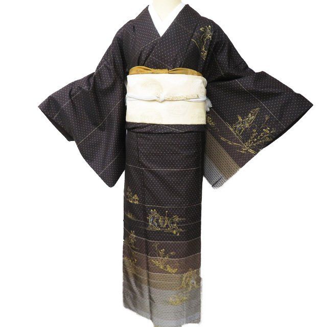 平和屋着物▽本場琉球絣 単衣 紬 手織 正絹 逸品 AAAZ7801jh