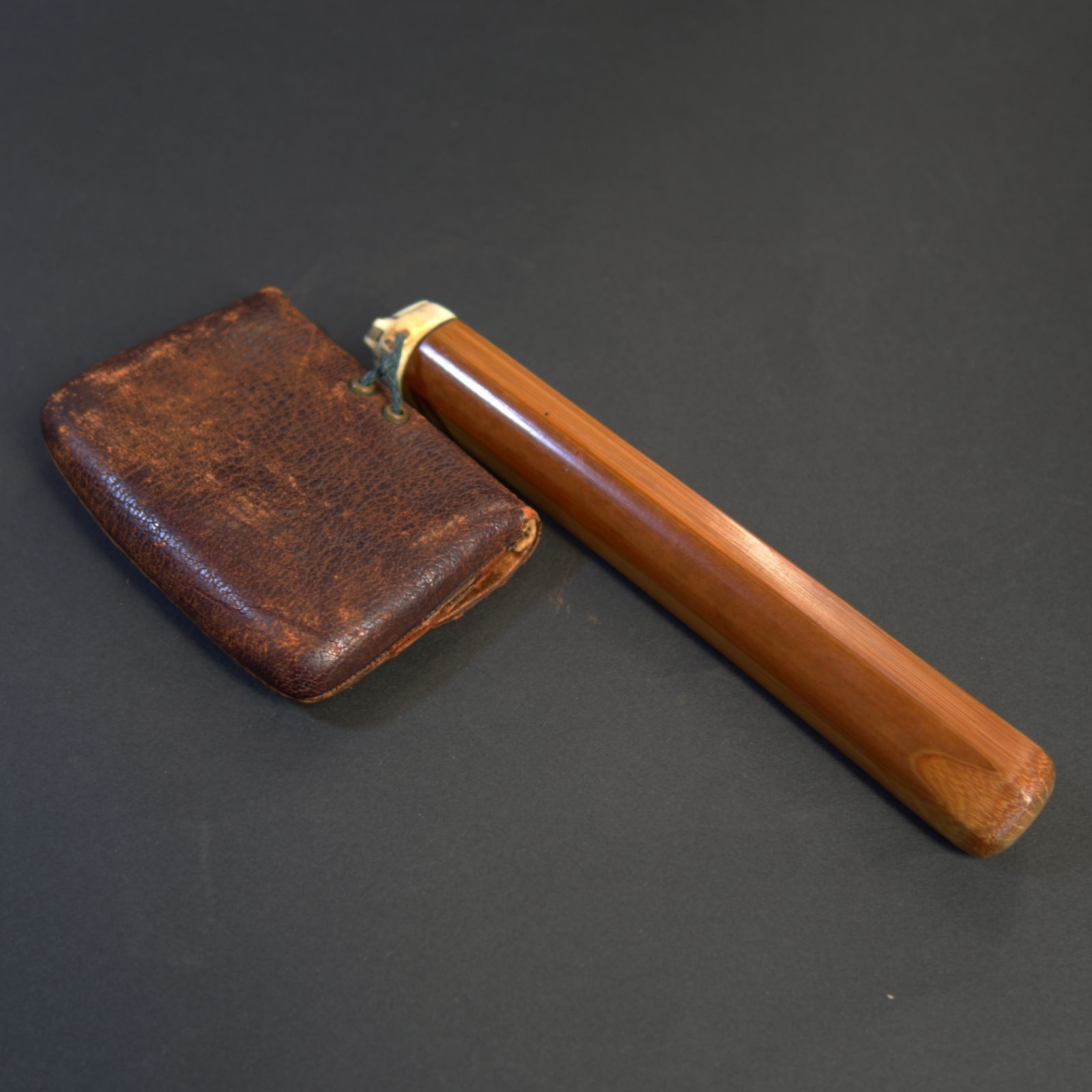 煙管 煙管筒 煙草入 【 煙管 真鍮＋銀製 ／ 煙管筒 竹製 ／ 煙草入 革