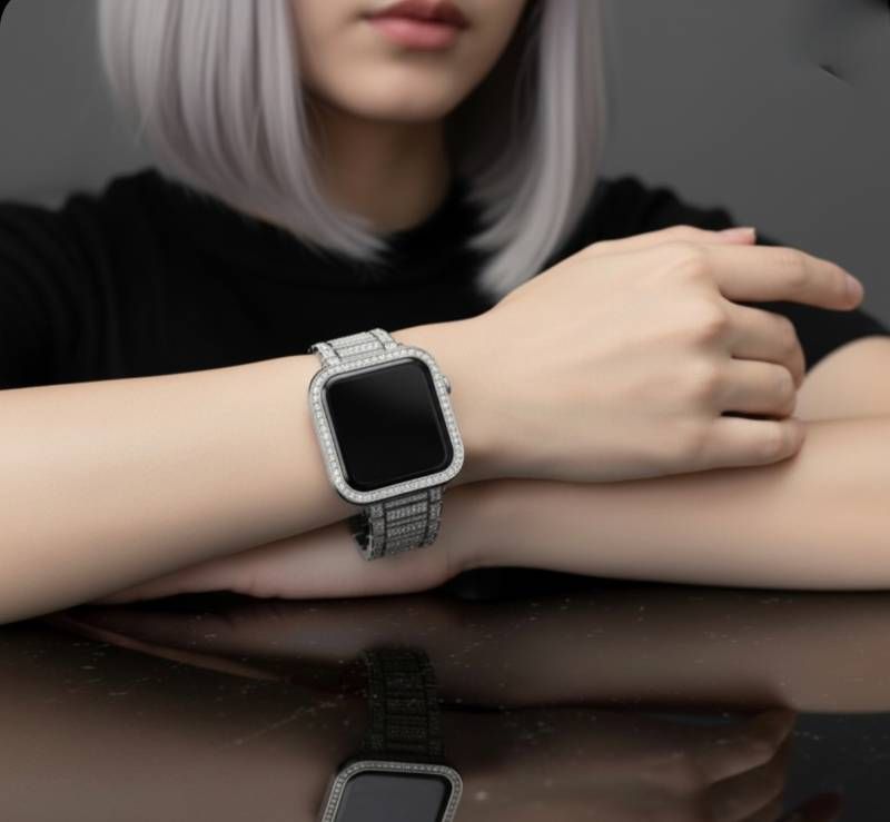 AppleWatch カバーケース 38 40 42 44 SE 1|2|3 キラキラ 互換性 メタル カスタム ステンレス ベルト 調整器付き 保護 ジルコニア シルバー アップルウォッチ対応 CHRISTIANNAURATH_COM_BR