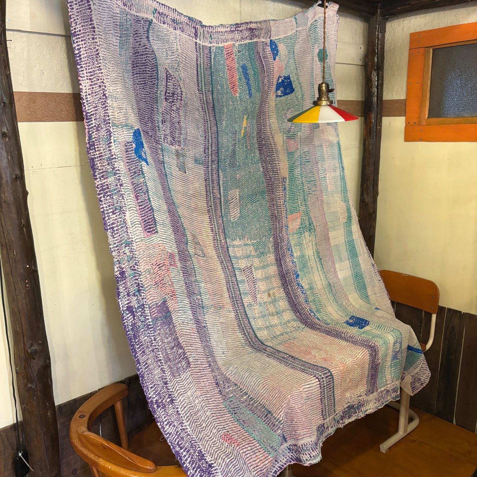 ハンドメイド 一点物 ヴィンテージカンタキルト ラリーキルト インド製 大判