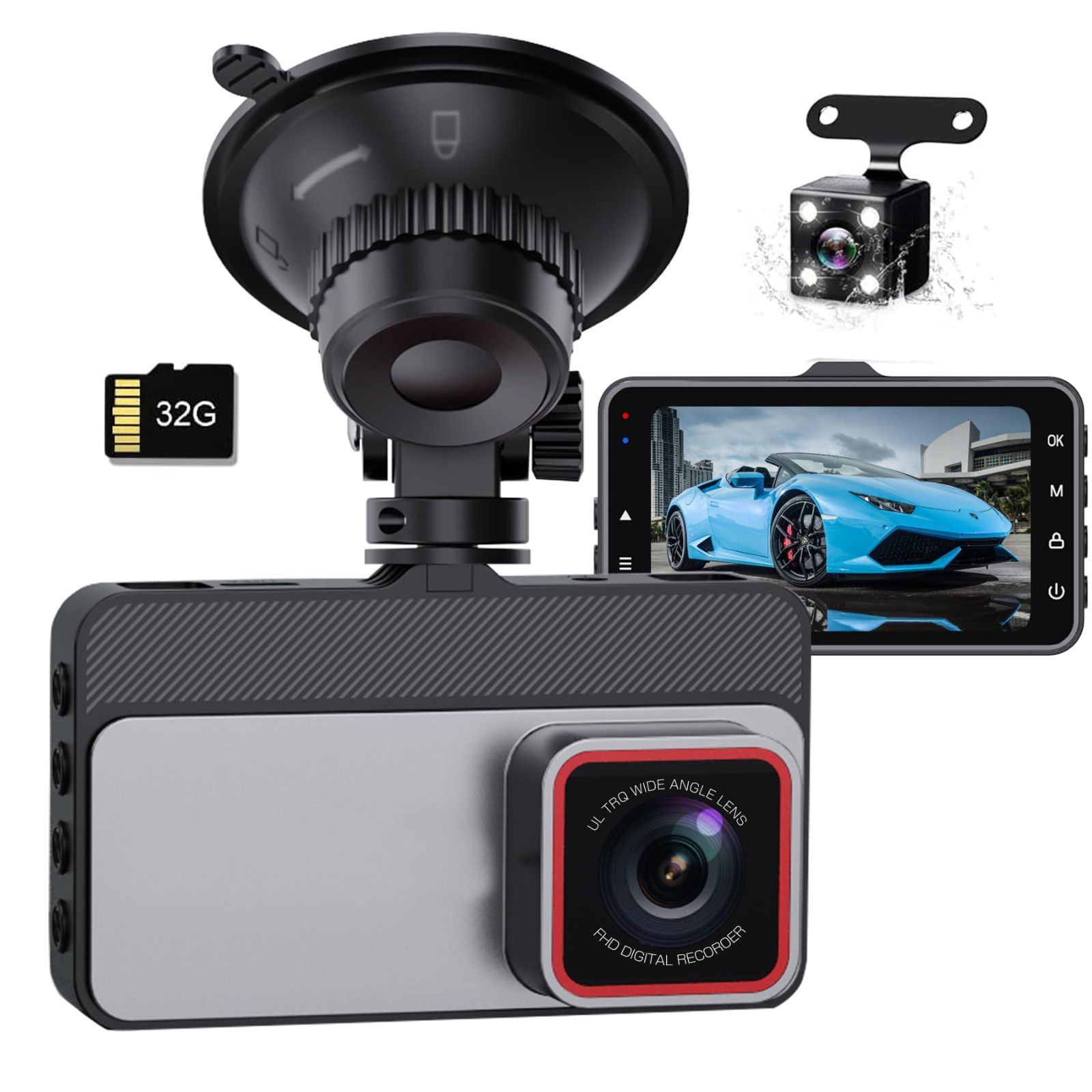 【予約販売】前後カメラドラレコ　前後録画対応 ドライブレコーダー 3.0インチ 大画面 スクリーン バックカメラ 暗視 LED付き FH06H 数量限定VSAIL ドラレコ 車用 ドライブレコーダー 前後 2カメラ 3