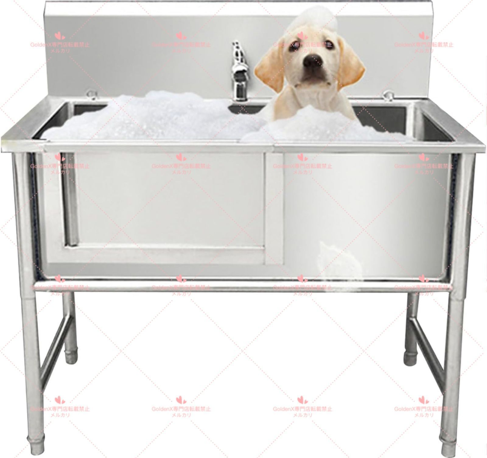 犬の洗浄ステーション ペットの洗浄ステーション 特大ペットシャワーシンク ペットグルーミングタブ ペット グルーミング バスタブステ 犬用グルーミングバスタブステーション  ペット犬用ウォッシュシャワーシンク、家庭用プロ仕様のステンレススチール製犬用ペット洗浄 ...