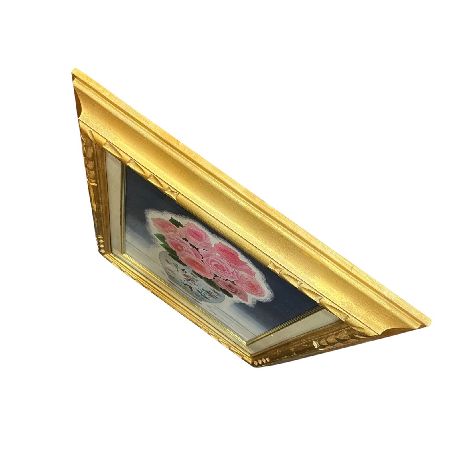 【真作】今井ロジン 油絵 「バラ」 サイン有 裏書有（2） S.M へ8 真作】今井ロジン 油絵 「バラ」 サイン有 裏書有（2） S.M へ8 真作】