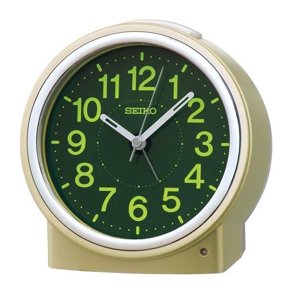 新品薄金色パール_2023年モデル セイコークロック(Seiko Clock) 目覚まし時計 置き時計 自動点灯 アナログ 集光樹脂文字板 夜でも見える 薄金色パール 116×115×81mm KR518G
