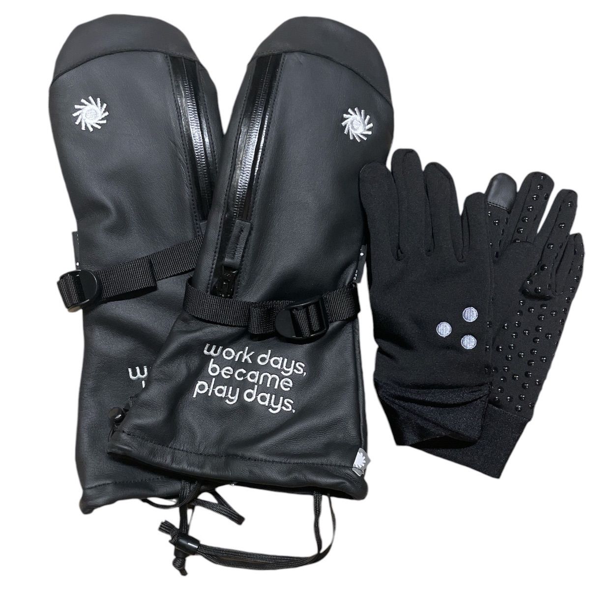 P01 OVER LEATHER GLOVE プレイデザイン 防水 レザー羊 皮 BLACK