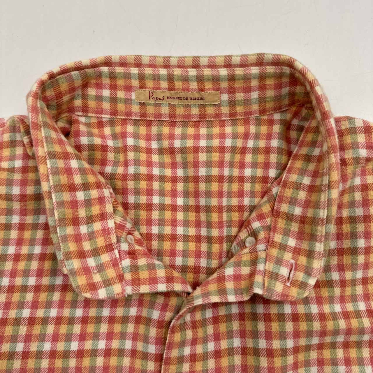 Papas パパス チェック柄 長袖ボタンダウン ネルシャツ 綿100% メンズ L 日本製 (i-15) Papas パパス チェック柄 長袖 ボタンダウンシャツ ネルシャツ LL