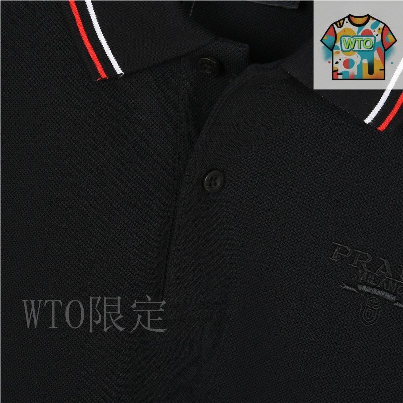PRADA ストライプ ポロシャツ 黒白 今日特価】Prada プラダ 25SS カラーブ lock ストライプ 胸刺繍